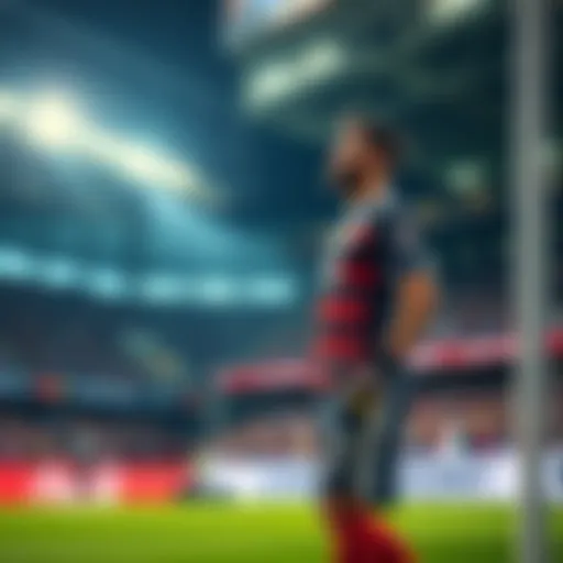 Goalkeeper Gianluigi Donnarumma standing in goal, looking focused as fans cheer in the stadium