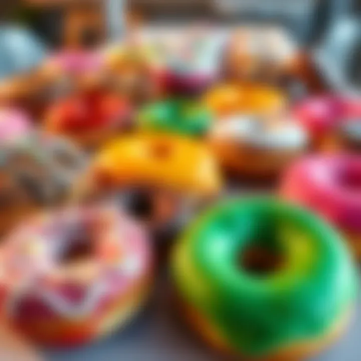 A variety of colorful donuts displayed on a table, inviting community discussion