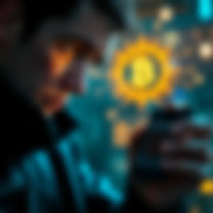 A person entering a duress PIN on a Trezor device while looking concerned, representing a safety measure for crypto wallets