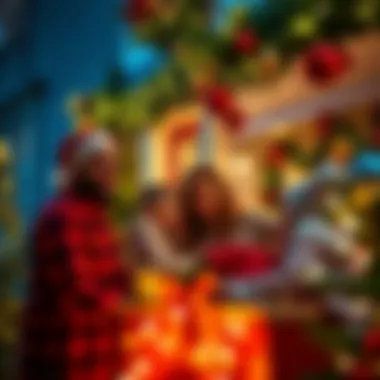 Early Christmas Celebration A family decorating their home with Christmas lights and ornaments, smiling and embracing the holiday spirit.