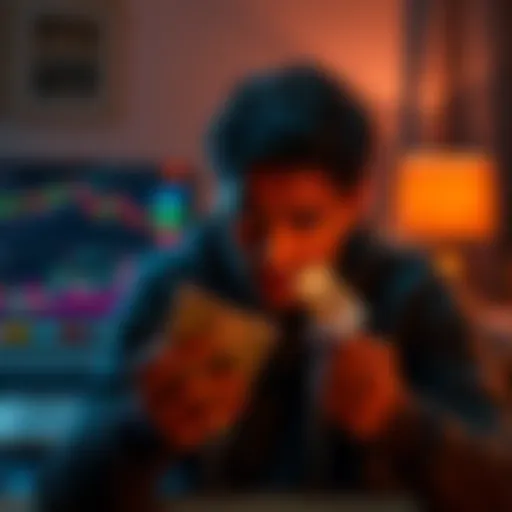 A person looking distressed while holding a small amount of cash, with a laptop displaying cryptocurrency charts in the background.