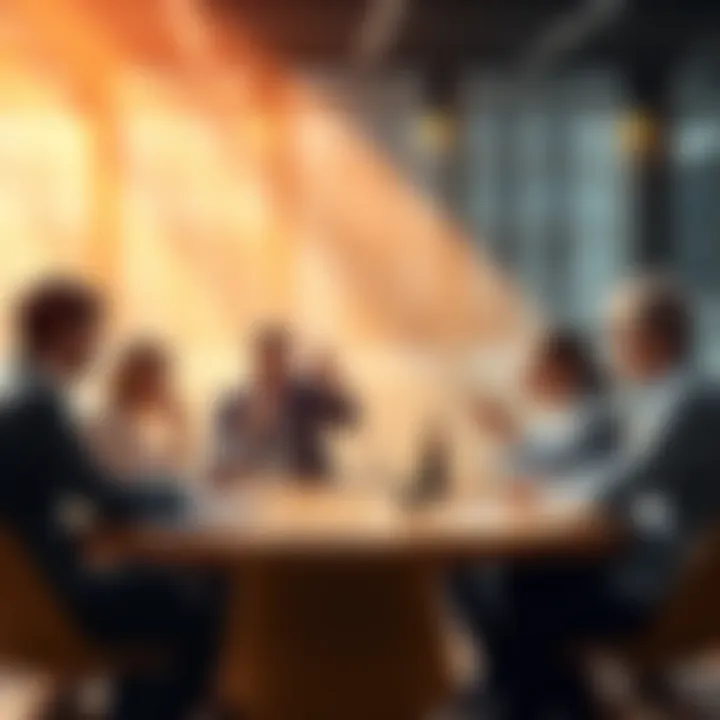 Engaging with CRO Critics A person passionately discussing CRO strategies with a group of people at a round table, highlighting contrasting opinions.