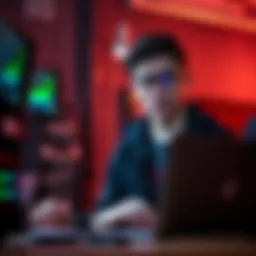 A third-year engineering student with a laptop looking for teammates for online hackathons, showcasing skills in coding and collaboration.