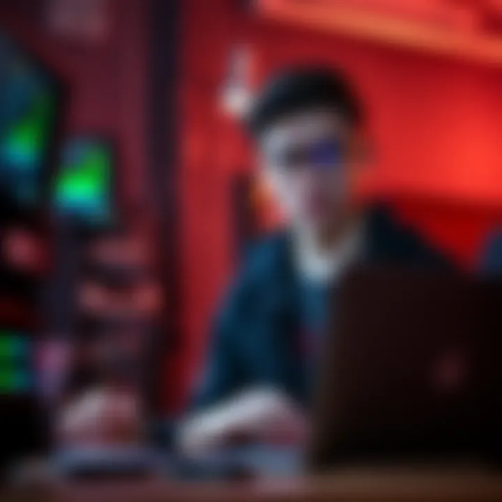 A third-year engineering student with a laptop looking for teammates for online hackathons, showcasing skills in coding and collaboration.