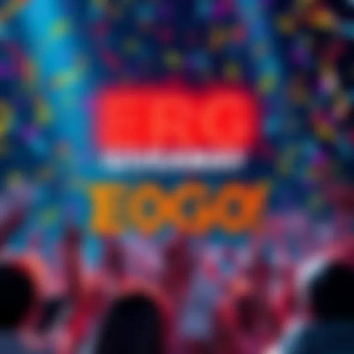 A vibrant graphic announcing the chance to win over 1,000 ERG with colorful confetti and excited people holding tickets