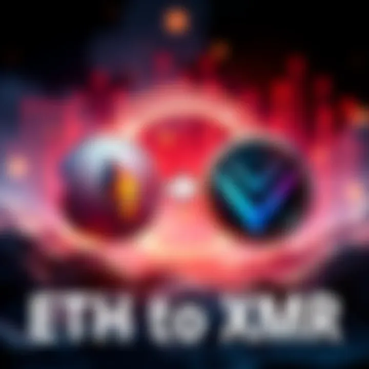A graphic showing Ethereum and Monero logos with an arrow indicating a swap between them.