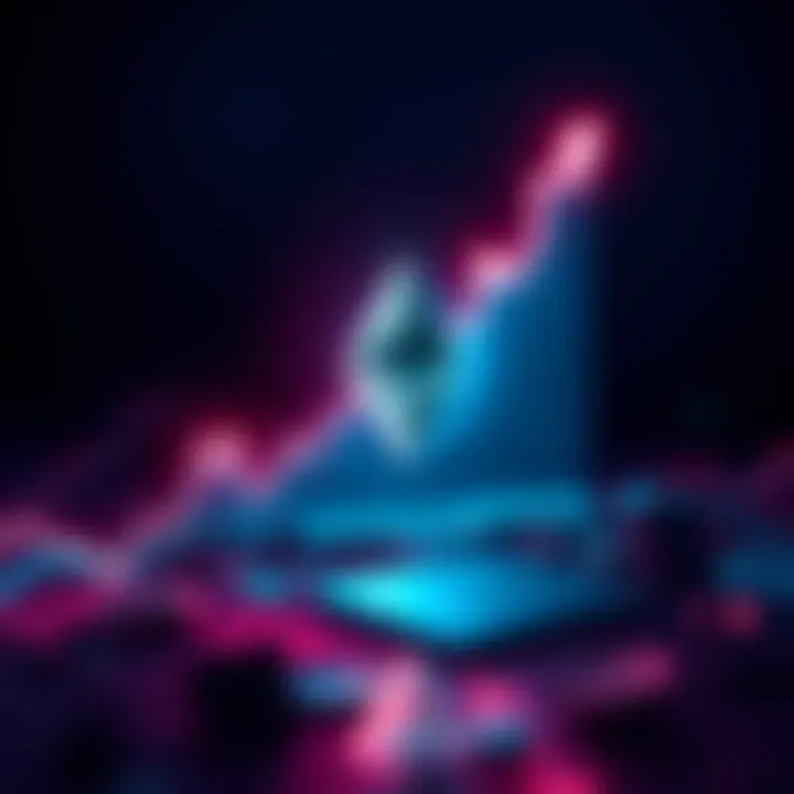 Graphic showing a rising graph line with the Ethereum logo, symbolizing Ether's price increase after the Jackson Hole meeting.