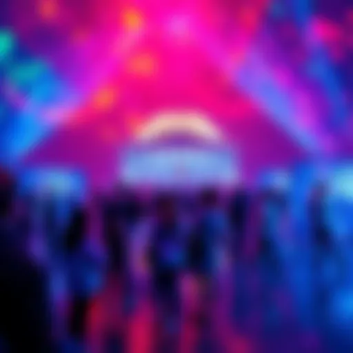People enjoying the Etherealize experience with vibrant lights and interactive displays in Washington, DC