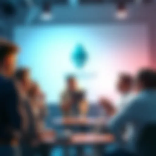 A group of people engaging in a discussion about Ethereum, sharing news and insights in a friendly environment.