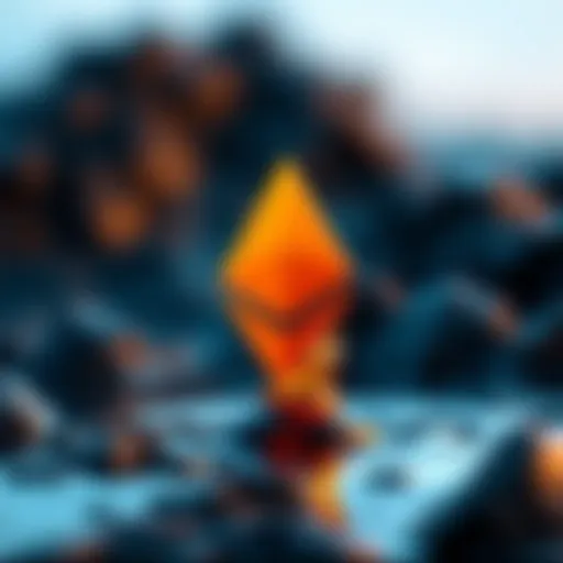 An Ethereum symbol next to a drop of oil, representing Ethereum as a valuable commodity.
