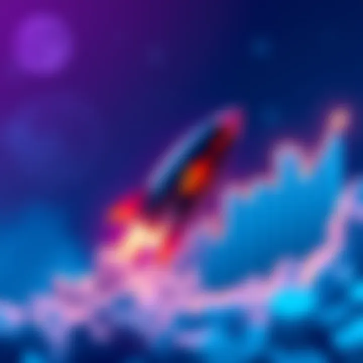 Chart showing Ethereum price increase with a rocket illustration