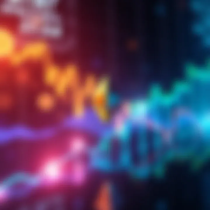 A graph showing Ethereum's price increase by 8% with upward trend lines and digital currency symbols in the background.