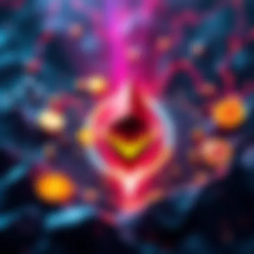 A graphic showcasing Ethereum's dominance in the blockchain space with visuals of stablecoins and dApps.