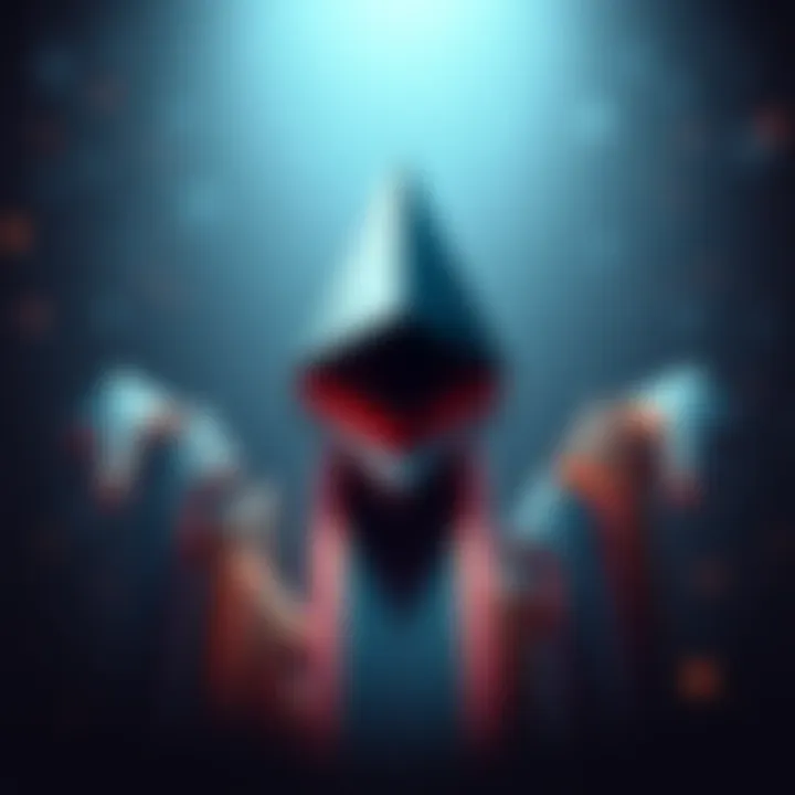 The Ethereum logo surrounded by arrows pointing up, symbolizing its rise to a new all-time high, reflecting Vitalik Buterin's recent actions.
