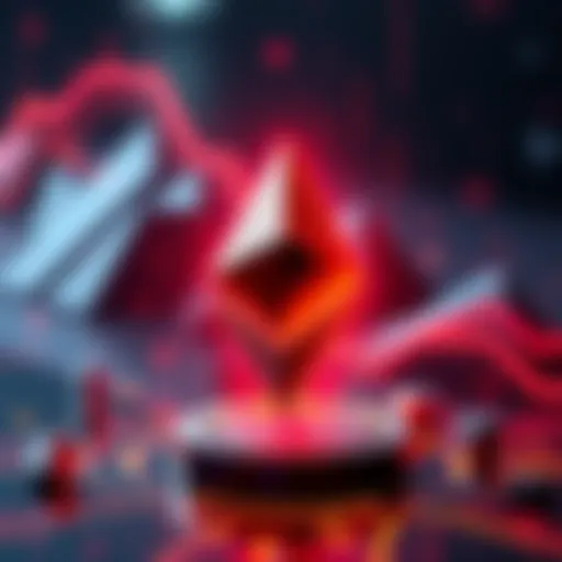 Illustration of the Ethereum logo with a futuristic graphic showing 10,000 transactions per second concept, representing innovation in blockchain technology.