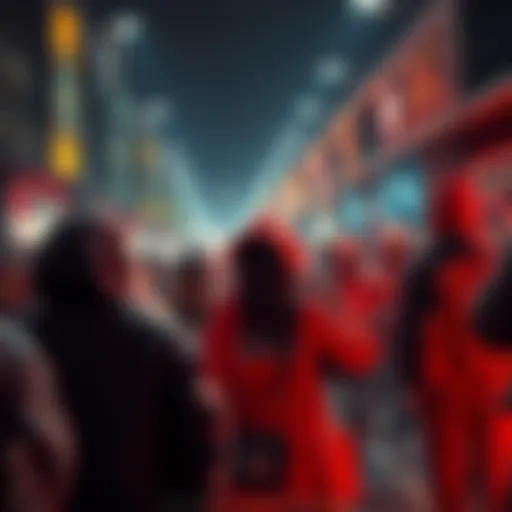 A group of Ethereum stakers withdrawing their funds in a rush, representing a trend of capital flight following a significant price increase.
