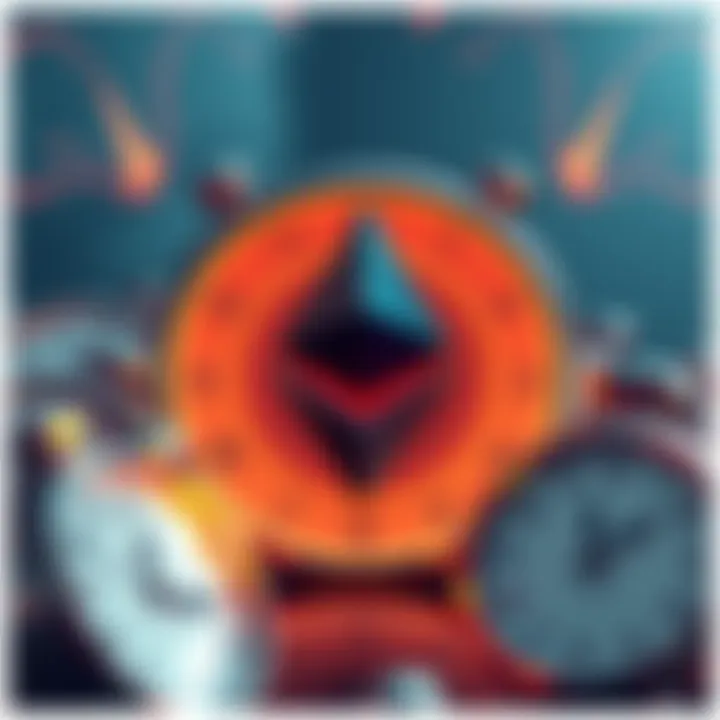 A visual representation of the Ethereum logo surrounded by clocks, symbolizing the concept of time travel to 2015.