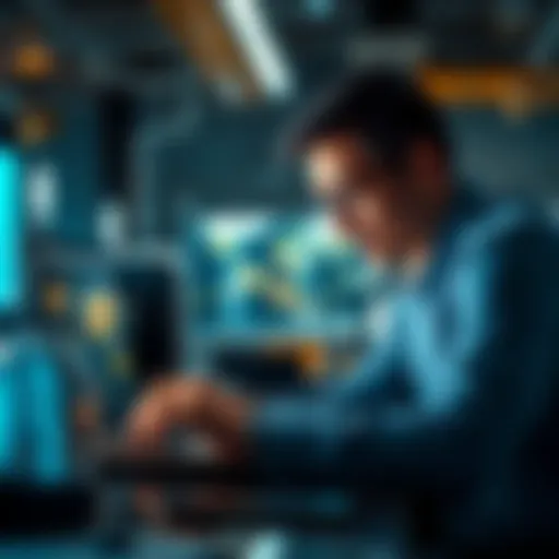A person using a laptop to explore Ethereum applications like decentralized finance and exchanges
