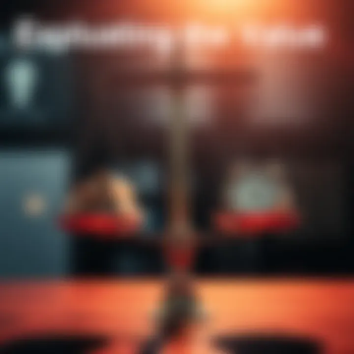 Evaluating Value A person weighing options like money and time on a balance scale, representing decision-making about value in investments.