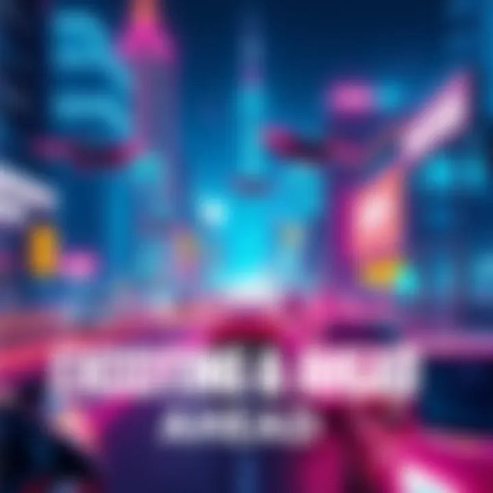 A vibrant graphic showing a futuristic city with flying cars and people celebrating new developments, symbolizing upcoming changes in 2025.
