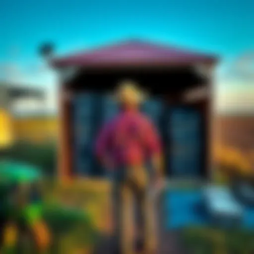 Local farmer stands in front of storage shed with drives stacked for sale, overlooking his fields