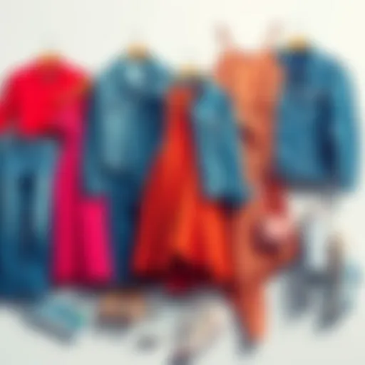 A collage of classic fashion pieces like denim jackets, vintage dresses, and retro sneakers popular in 2025.