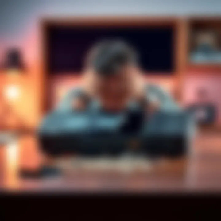 A broken Nano X cryptocurrency hardware device on a table, with a disappointed person in the background holding their head, symbolizing a lost investment.