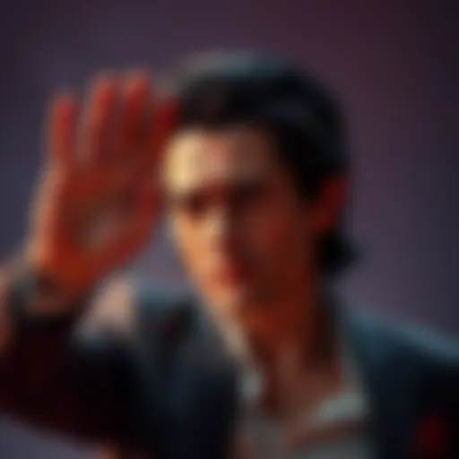 A person looking firm while shaking their head to indicate refusal