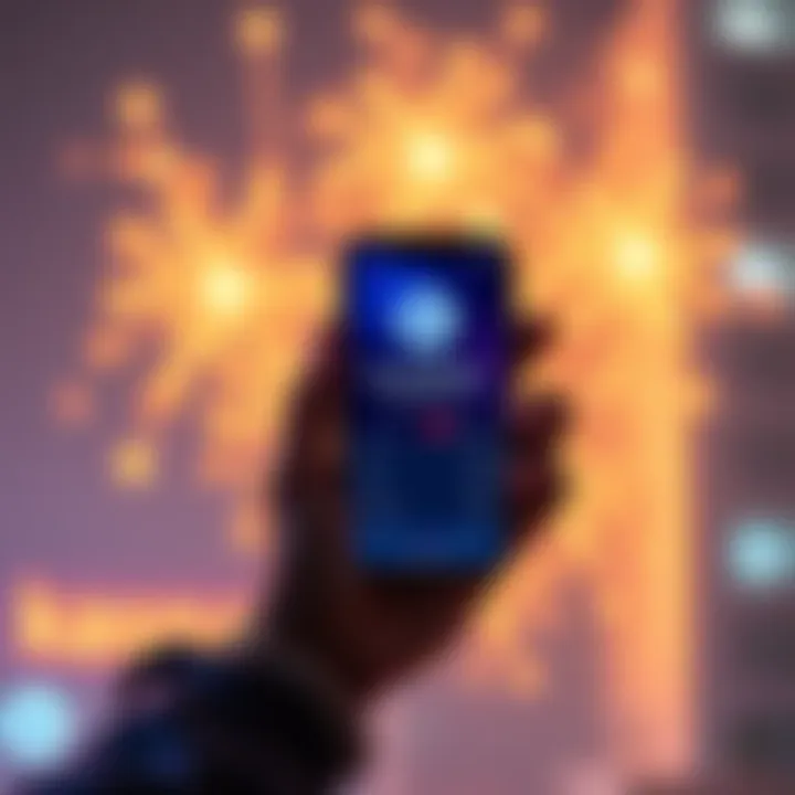 Person celebrating their first investment in $KAS, holding a smartphone showing Kaspa logo and transaction details.