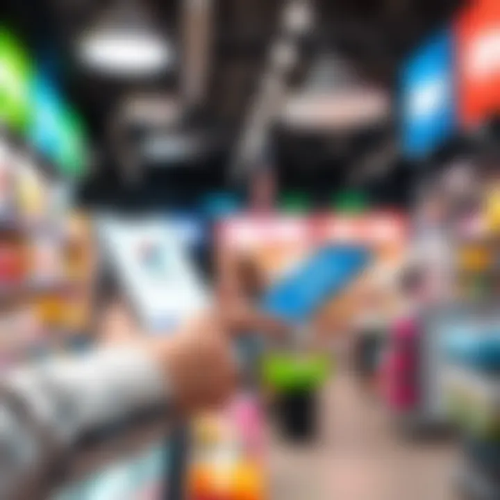 A digital payment transaction using Flexa's technology on a smartphone, showcasing a seamless checkout experience in a retail environment.