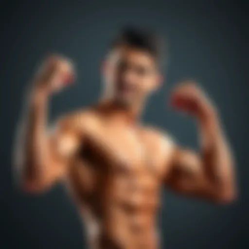 Individual shows off their muscles in a display of strength and confidence