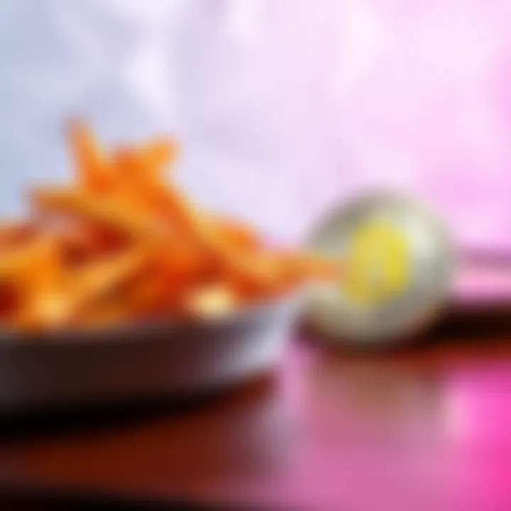 A plate of crispy fried potatoes with a Bitcoin symbol beside it, representing the connection between food choices and spending habits.