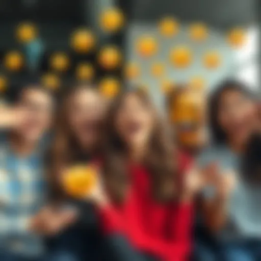 A group of friends laughing and facepalming, showing their reactions with emojis like laughter and facepalm.