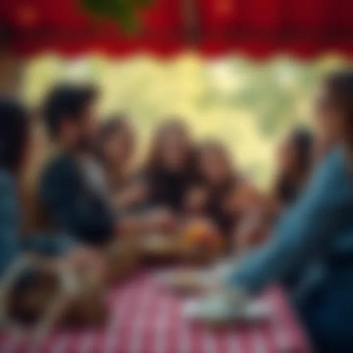 A group of friends laughing and sharing food at a picnic in a park, highlighting moments of joy and connection.