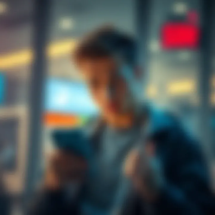 A person looking worried while checking their phone, representing issues with a frozen bank account.