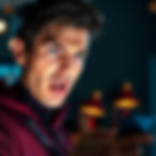 A person looking at their phone with a shocked expression while viewing high fees on a Bitcoin transaction on Coinbase.