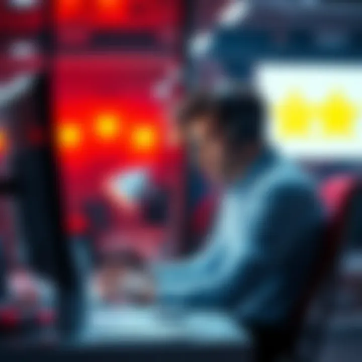 A person sitting at a computer looking frustrated while trying to get help from a chat support interface