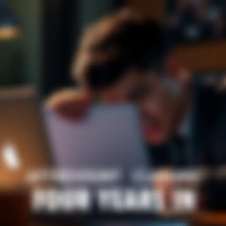 A person expressing frustration while looking at a closed laptop, symbolizing account closure struggles.