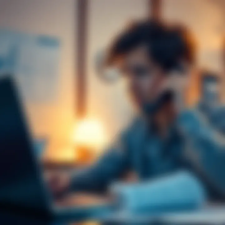 A person looking frustrated while talking on the phone, surrounded by a laptop and documents, illustrating issues with Coinbase customer service