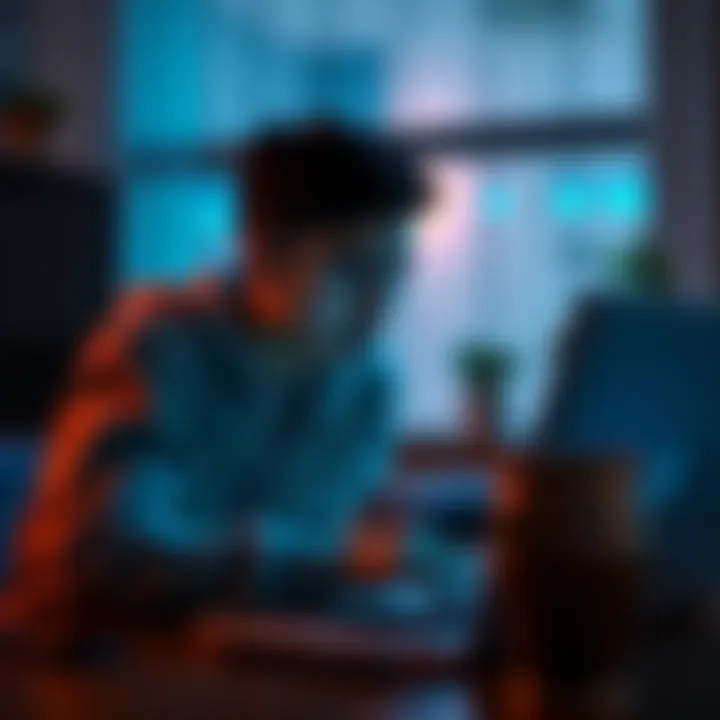 A person in Colombia looking frustrated while using a laptop, trying to connect a virtual debit card to their Strike account