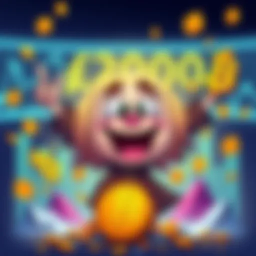 A humorous Bitcoin meme showcasing a cartoon character celebrating as Bitcoin approaches the $200,000 milestone. The character is surrounded by colorful graphics and excited cryptocurrency symbols.