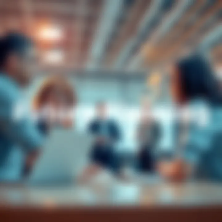 Future Planning A group of people discussing strategies for adapting to recent changes in a bright office setting.