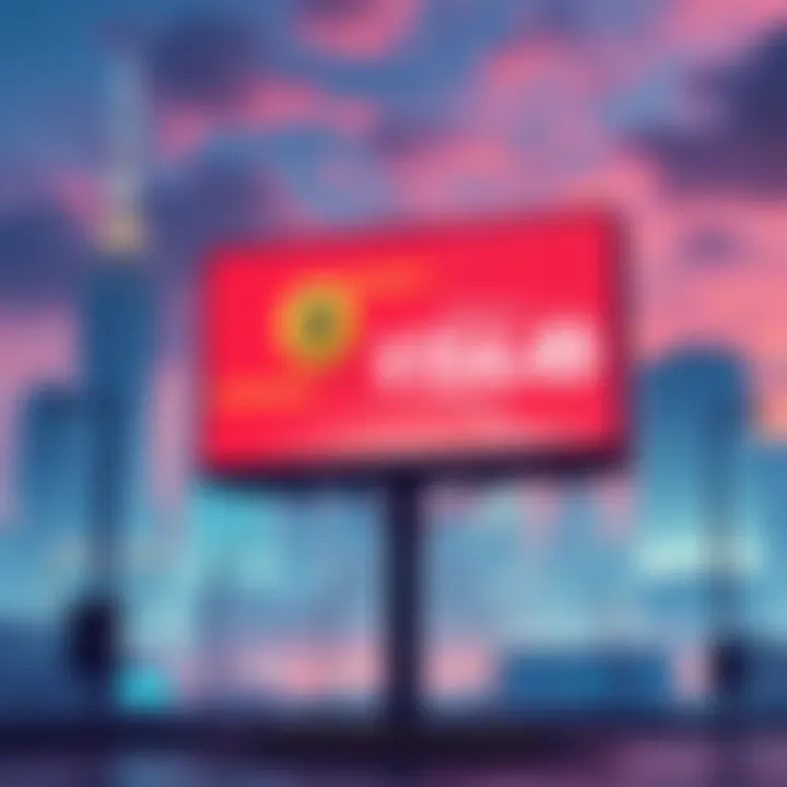 A vibrant billboard showcasing a Big Mac priced in Bitcoin against a futuristic city skyline