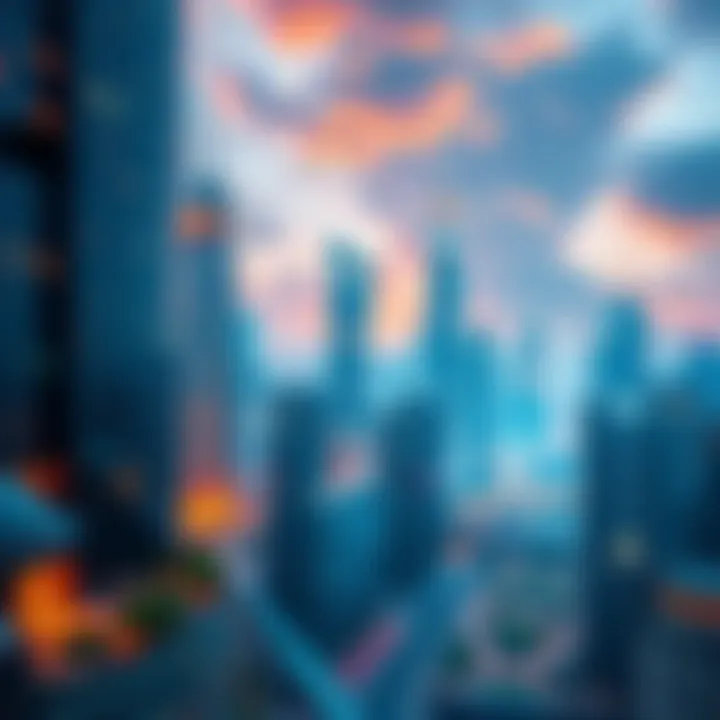 Futuristic Cityscape A vibrant city skyline in 2025, showcasing advanced technology and green spaces, illustrating progress and innovation.