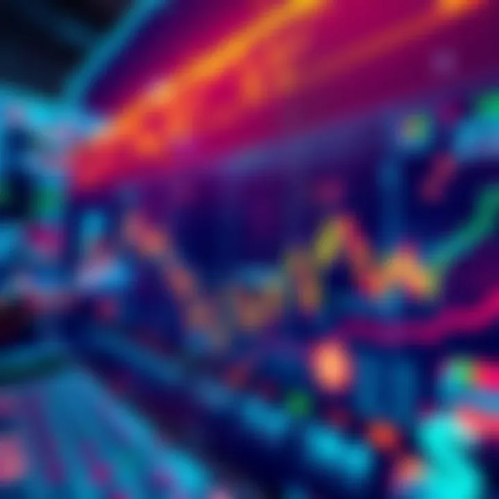A visual representation of foreign exchange markets influenced by Quant technology, showing digital graphs and currency symbols in motion