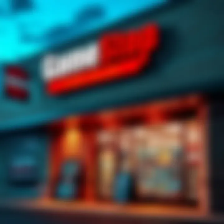 GameStop store front with trading cards and NFTs displayed