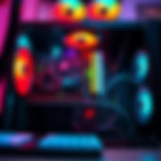 Close-up of a gaming rig with components highlighted for CPU solo mining