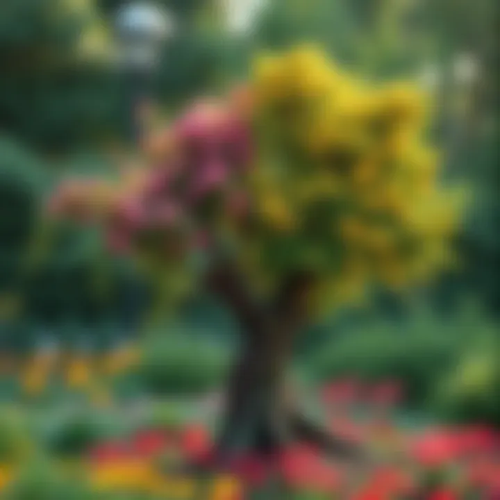A visual representation of Garden OS taking the place of Evergreen in software development, showing a blooming garden contrasted with a wilted tree.