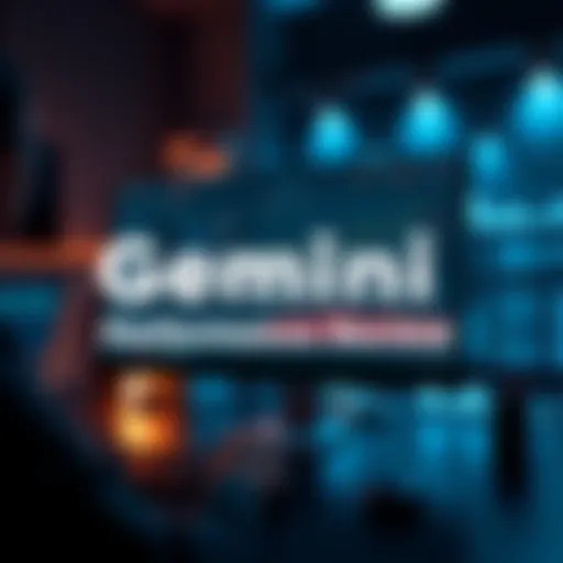 A graphic showing a computer screen displaying the Gemini interface with graphs and user feedback, illustrating performance evaluation.