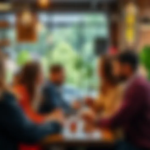 A diverse group of people discussing their goals for the year 2025 at a coffee shop